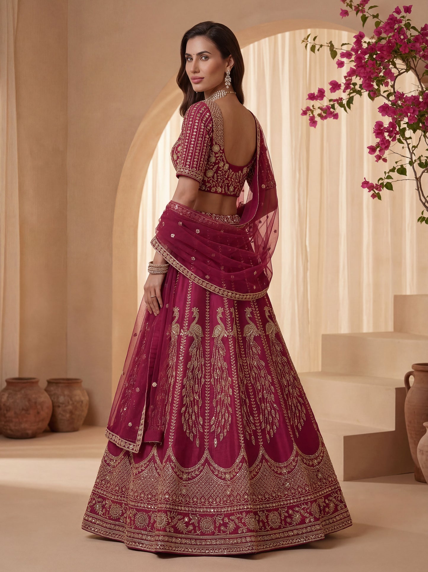 Gadhwal Silk And Dupatta Are Fabricated On Net Pair Lehenga