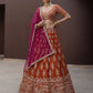 Fancy Designer Various Sequance Embroidery Crystal Pipe Hand Work Lehenga