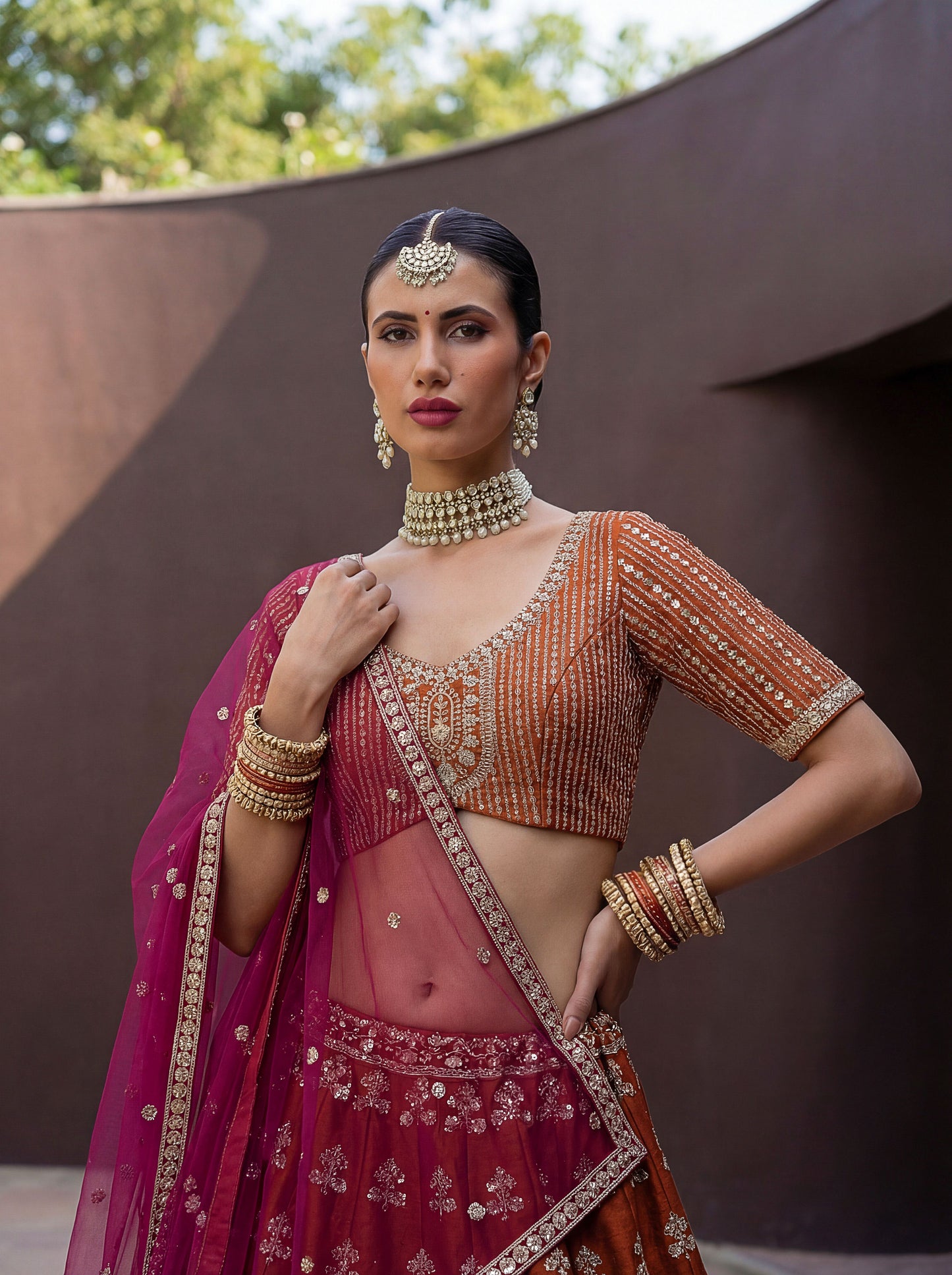 Fancy Designer Various Sequance Embroidery Crystal Pipe Hand Work Lehenga