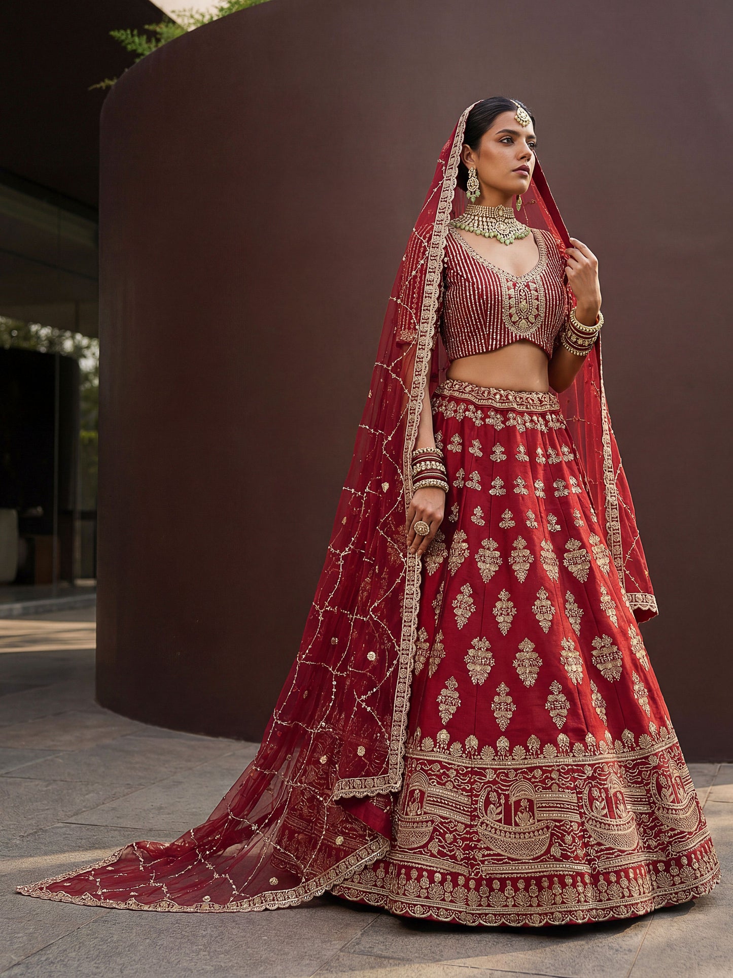 Fancy Designer Various Sequance Embroidery Crystal Pipe Hand Work Lehenga
