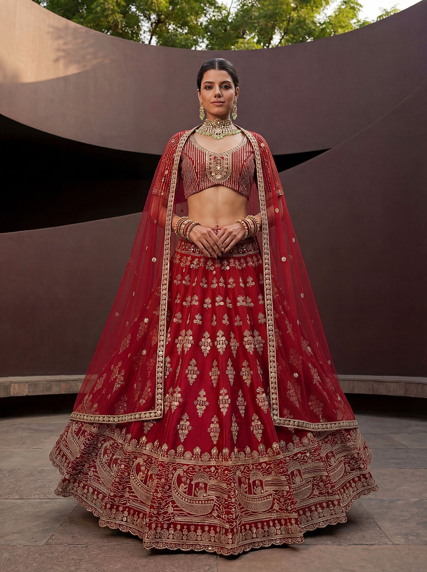 Fancy Designer Various Sequance Embroidery Crystal Pipe Hand Work Lehenga