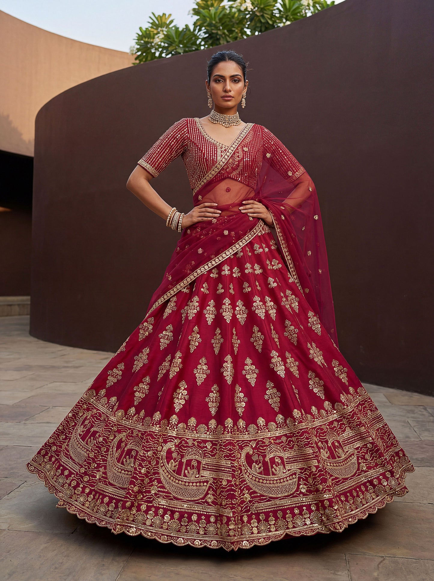 Fancy Designer Various Sequance Embroidery Crystal Pipe Hand Work Lehenga