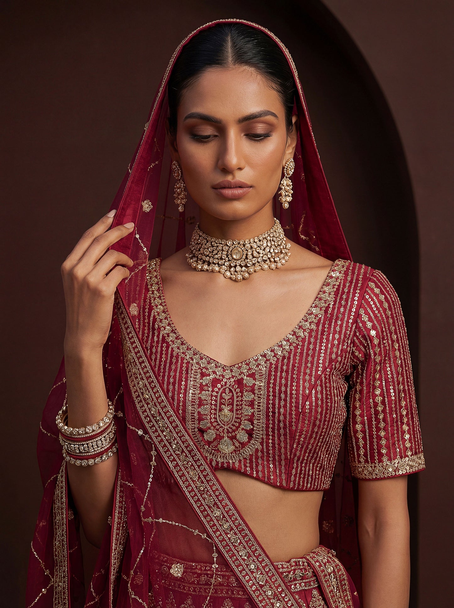 Fancy Designer Various Sequance Embroidery Crystal Pipe Hand Work Lehenga