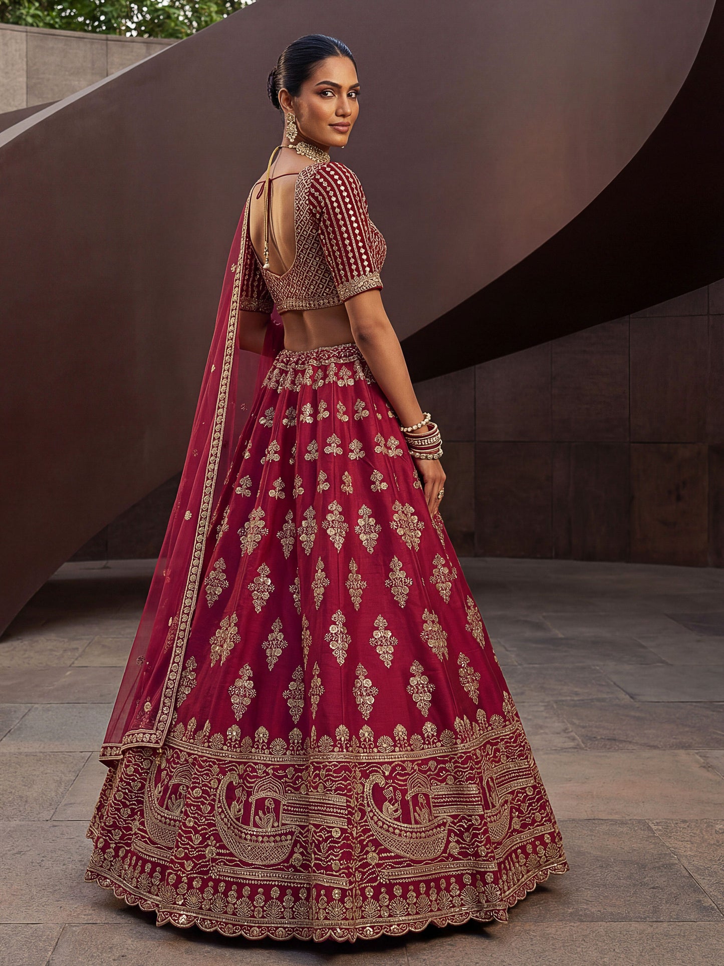 Fancy Designer Various Sequance Embroidery Crystal Pipe Hand Work Lehenga