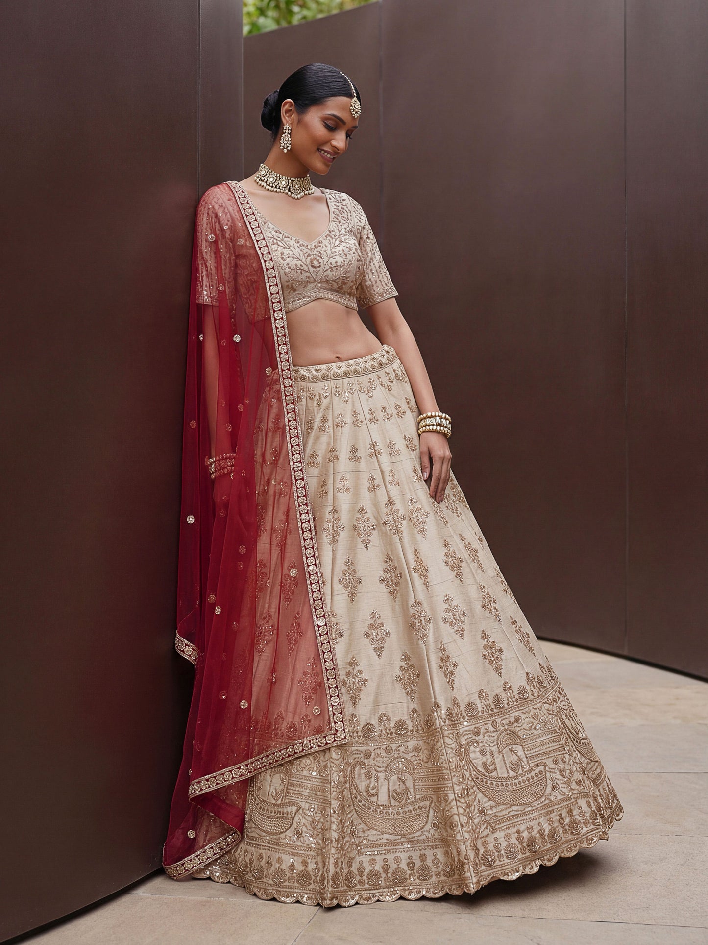 Fancy Designer Various Sequance Embroidery Crystal Pipe Hand Work Lehenga