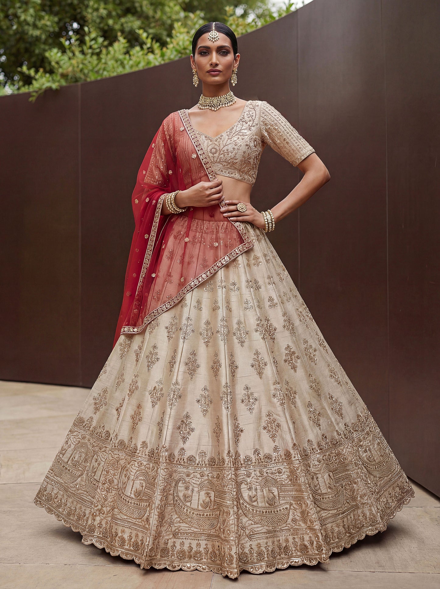 Fancy Designer Various Sequance Embroidery Crystal Pipe Hand Work Lehenga