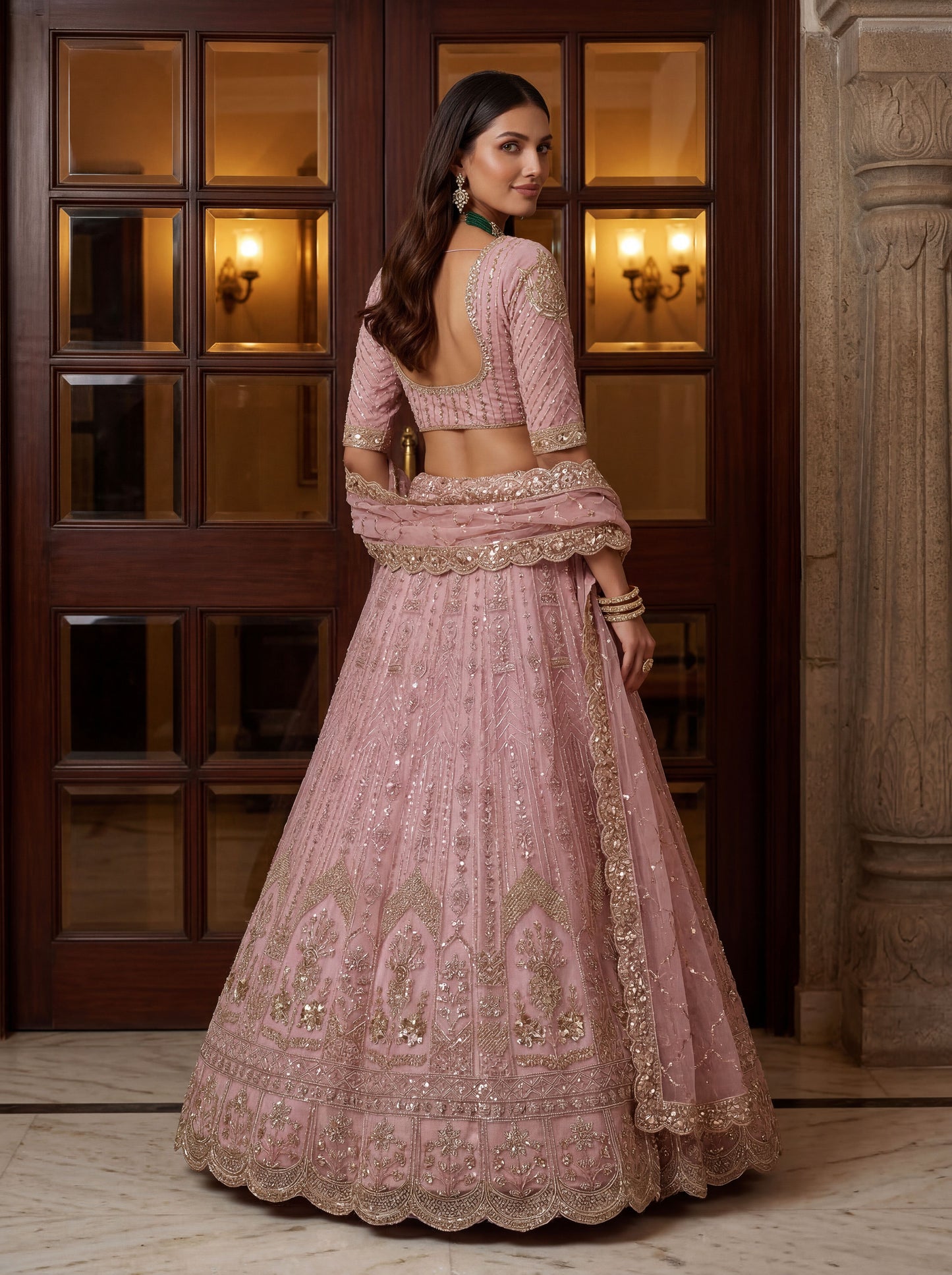 Fancy Designer Multy Thread Dori Embroidery Zarkhan Diamond Work Lehenga