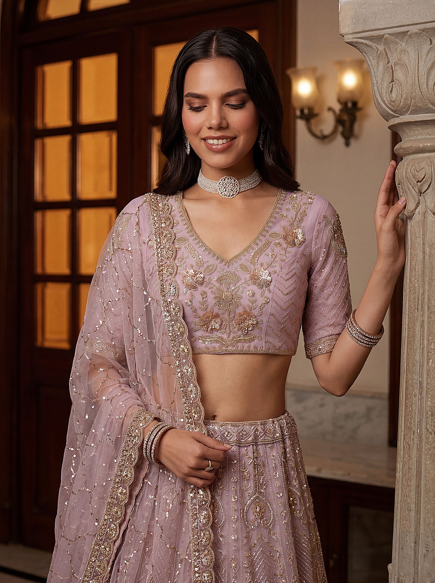 Fancy Designer Multy Thread Dori Embroidery Zarkhan Diamond Work Lehenga