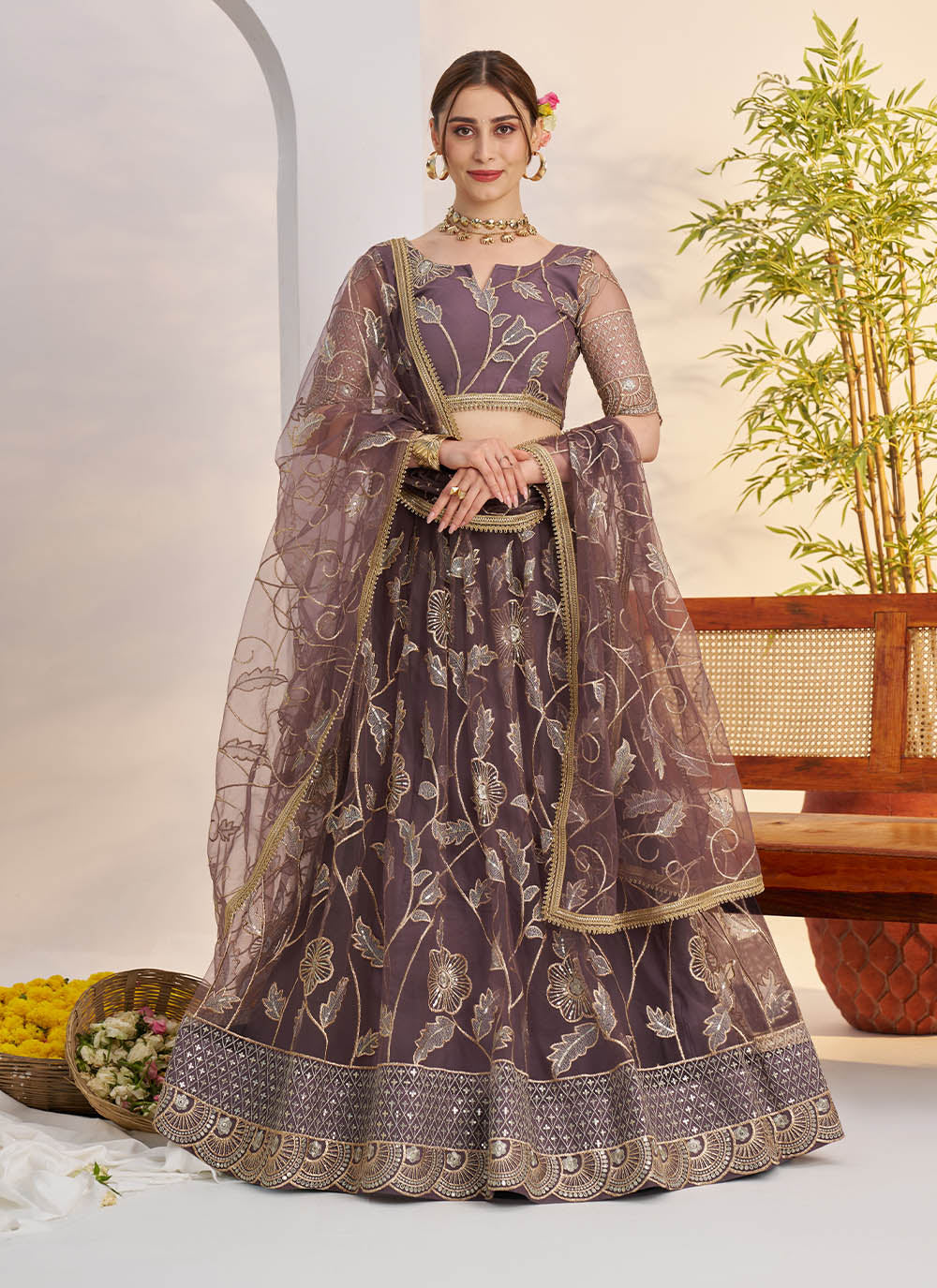 Butterfly Net Party Wear Designer Lehenga