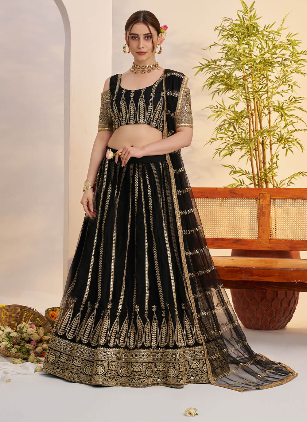 Butterfly Net Party Wear Designer Lehenga