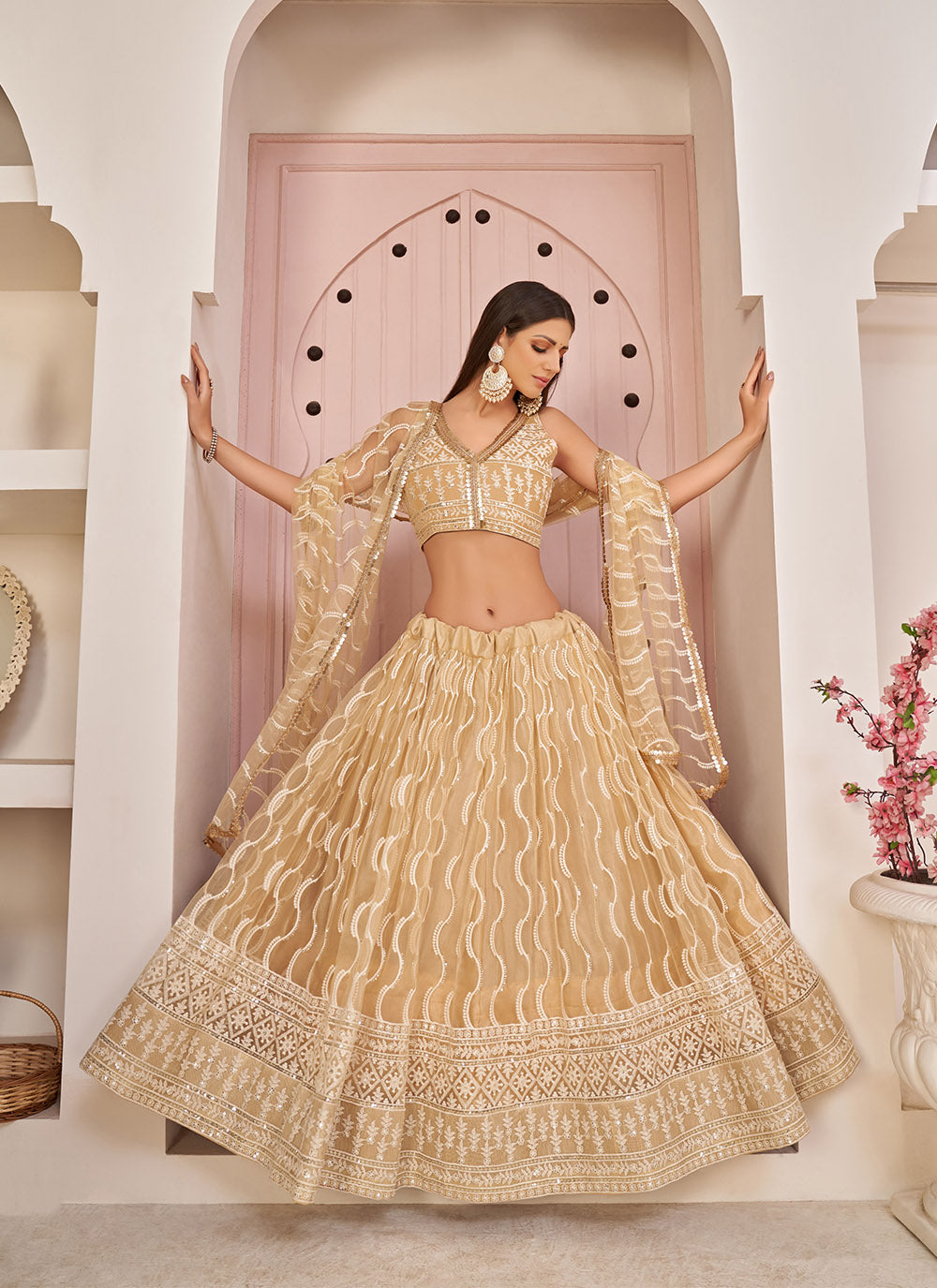 Butterfly Net Party Wear Designer Lehenga