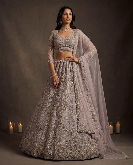 Beautified With Fancy Jari Sequanc Multy Thread Dori Embroidery Work Lehenga