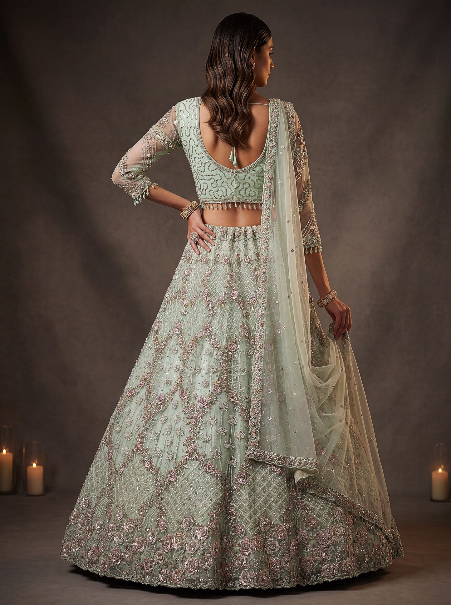 Beautified With Fancy Jari Sequanc Multy Thread Dori Embroidery Work Lehenga