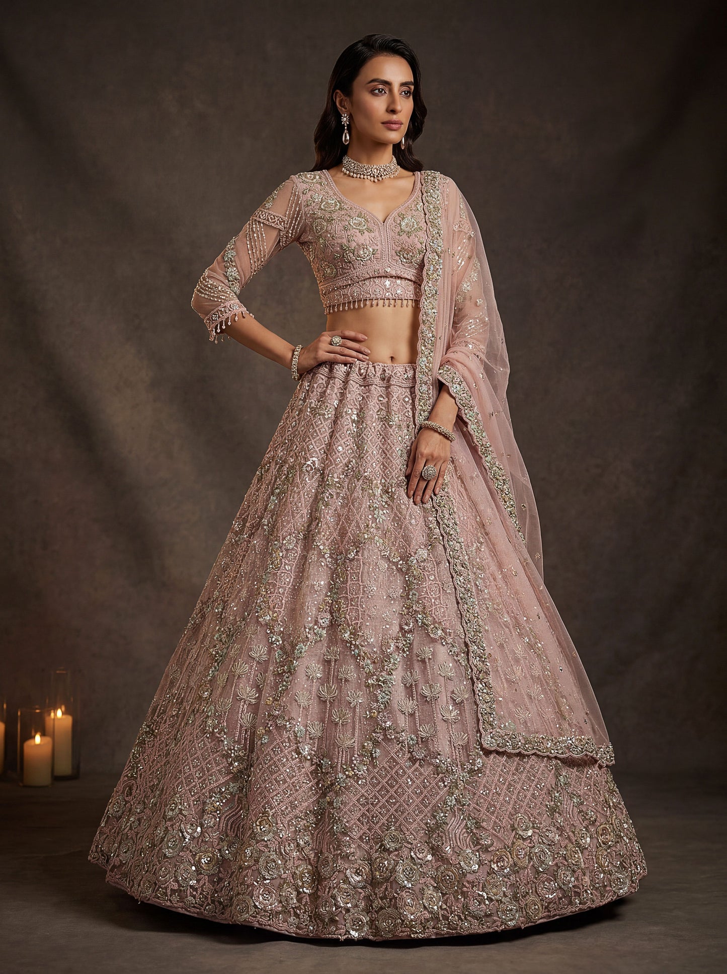 Beautified With Fancy Jari Sequanc Multy Thread Dori Embroidery Work Lehenga