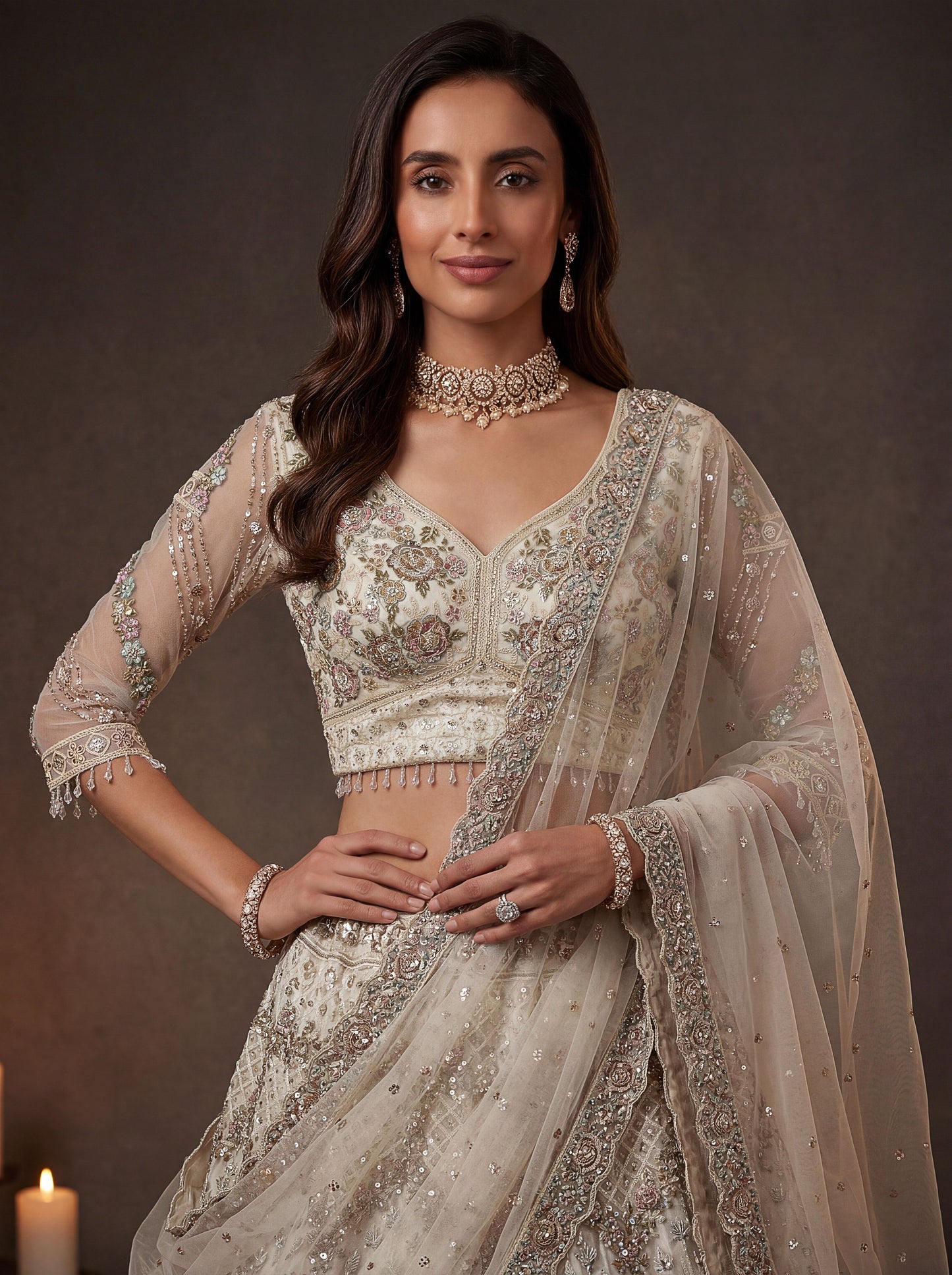 Beautified With Fancy Jari Sequanc Multy Thread Dori Embroidery Work Lehenga