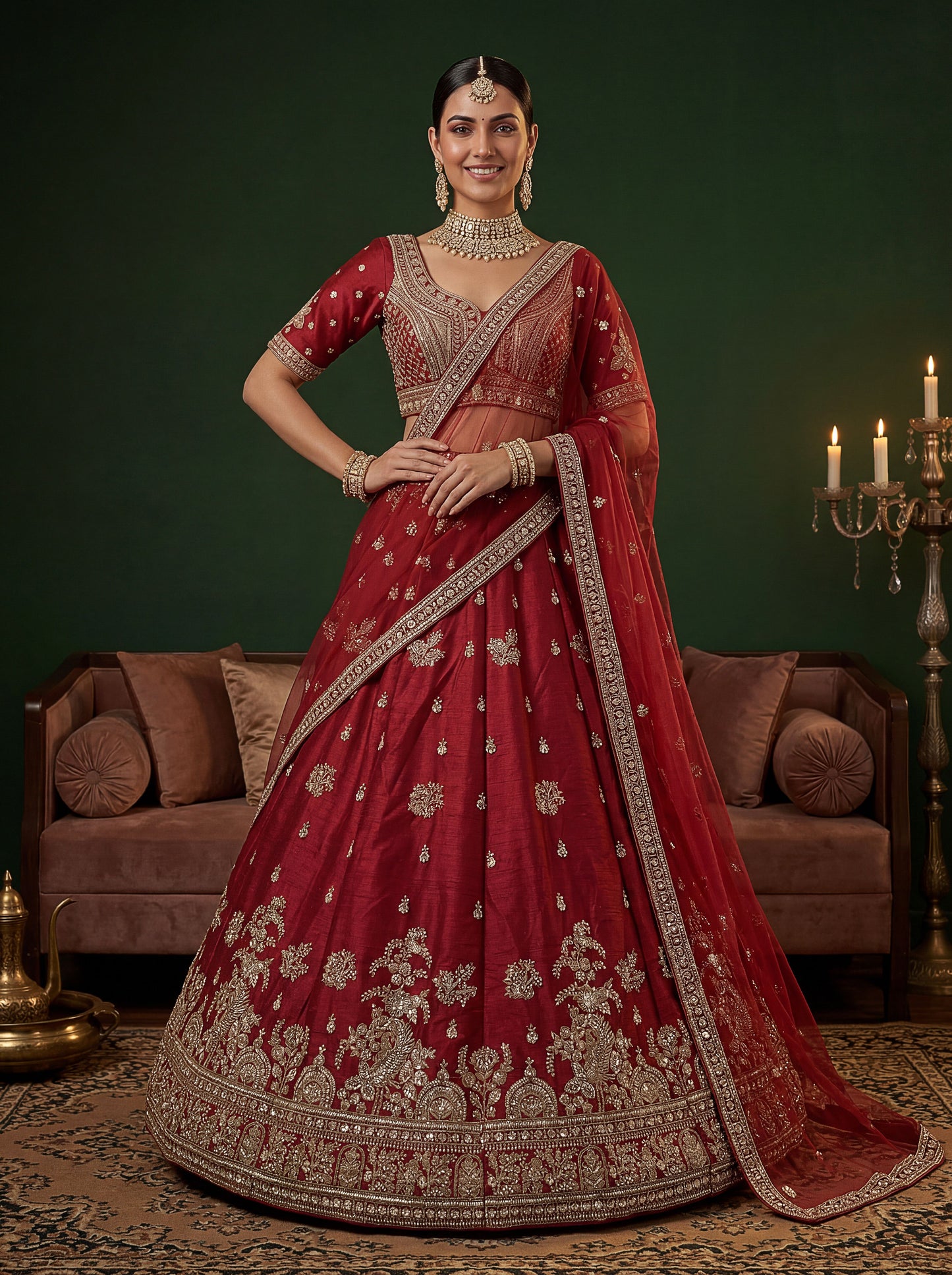 Beautified With Fancy Jari Sequance Dori Embroidery Beads Work Lehenga