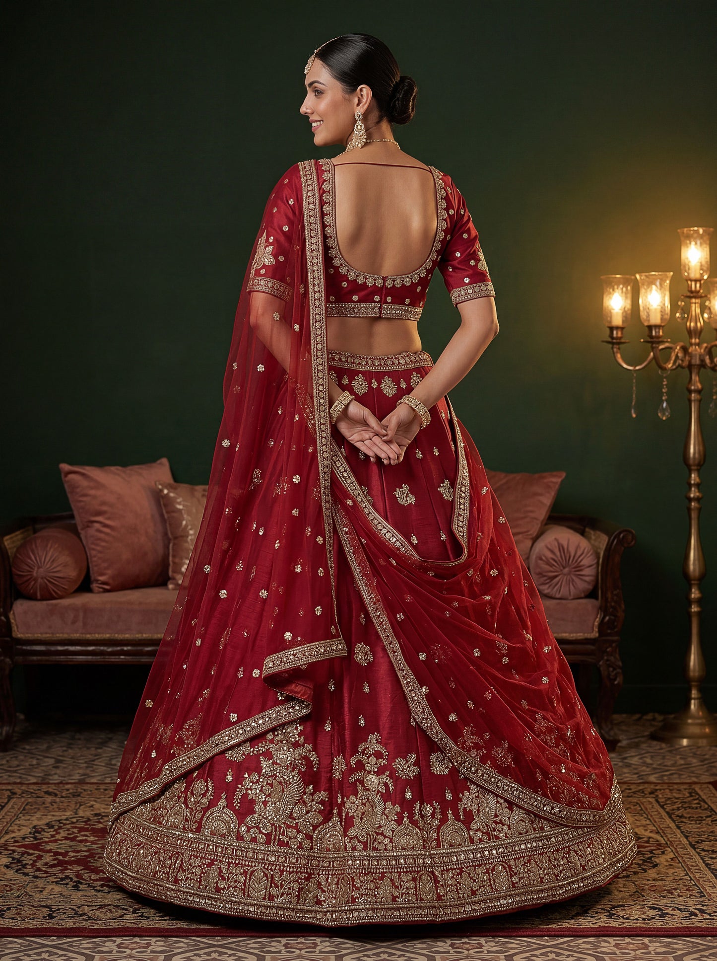 Beautified With Fancy Jari Sequance Dori Embroidery Beads Work Lehenga