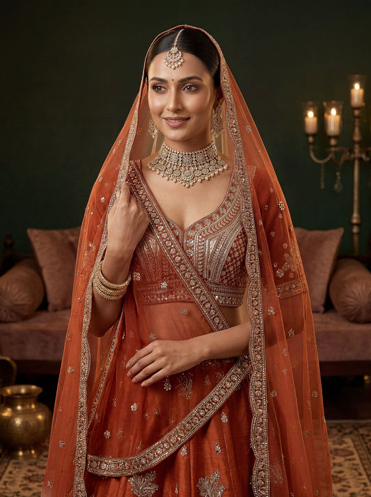 Beautified With Fancy Jari Sequance Dori Embroidery Beads Work Lehenga