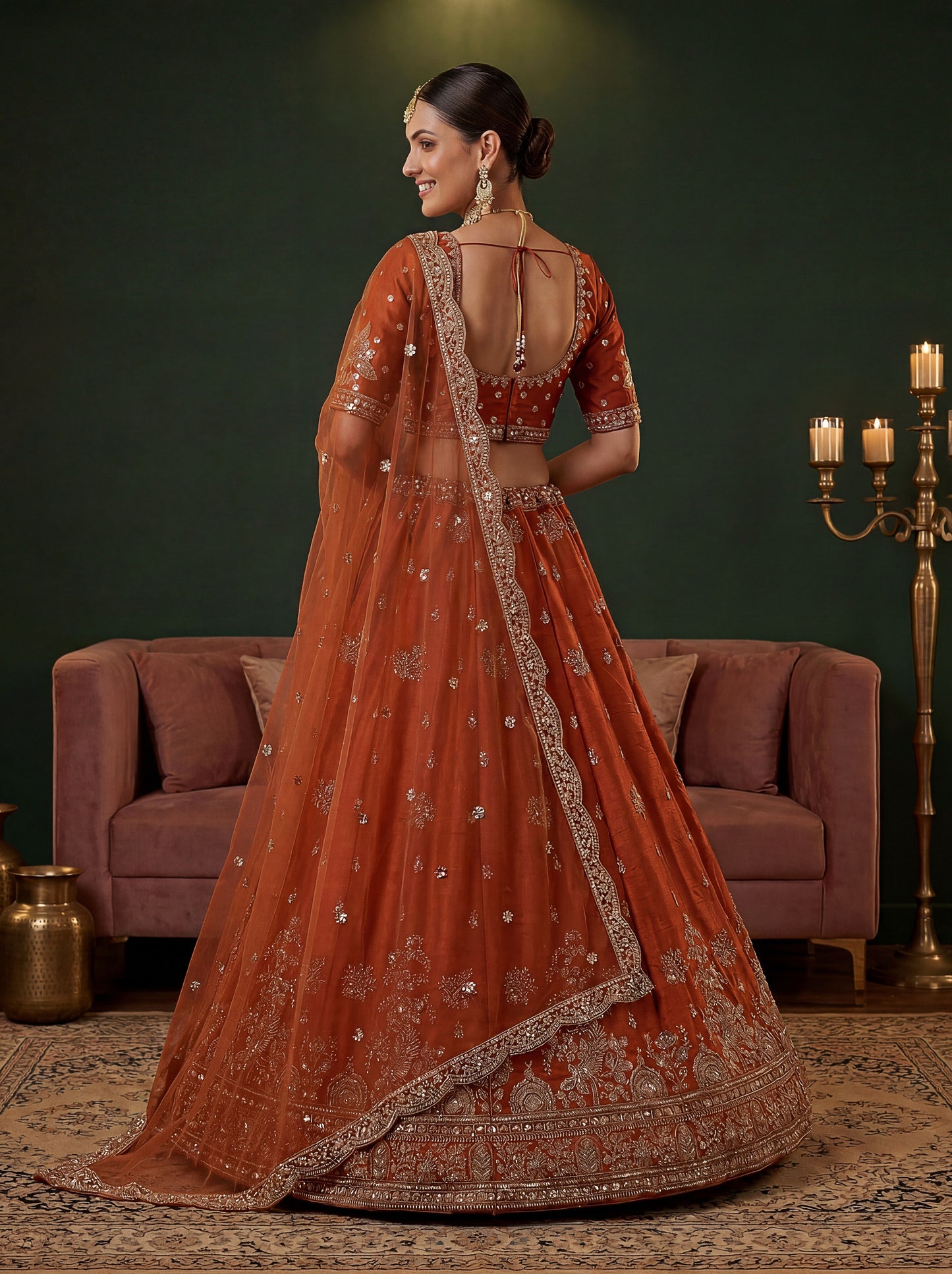 Beautified With Fancy Jari Sequance Dori Embroidery Beads Work Lehenga