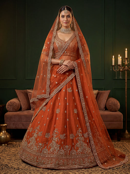 Beautified With Fancy Jari Sequance Dori Embroidery Beads Work Lehenga