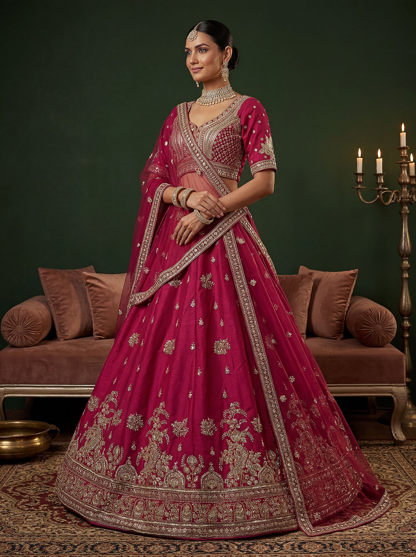 Beautified With Fancy Jari Sequance Dori Embroidery Beads Work Lehenga