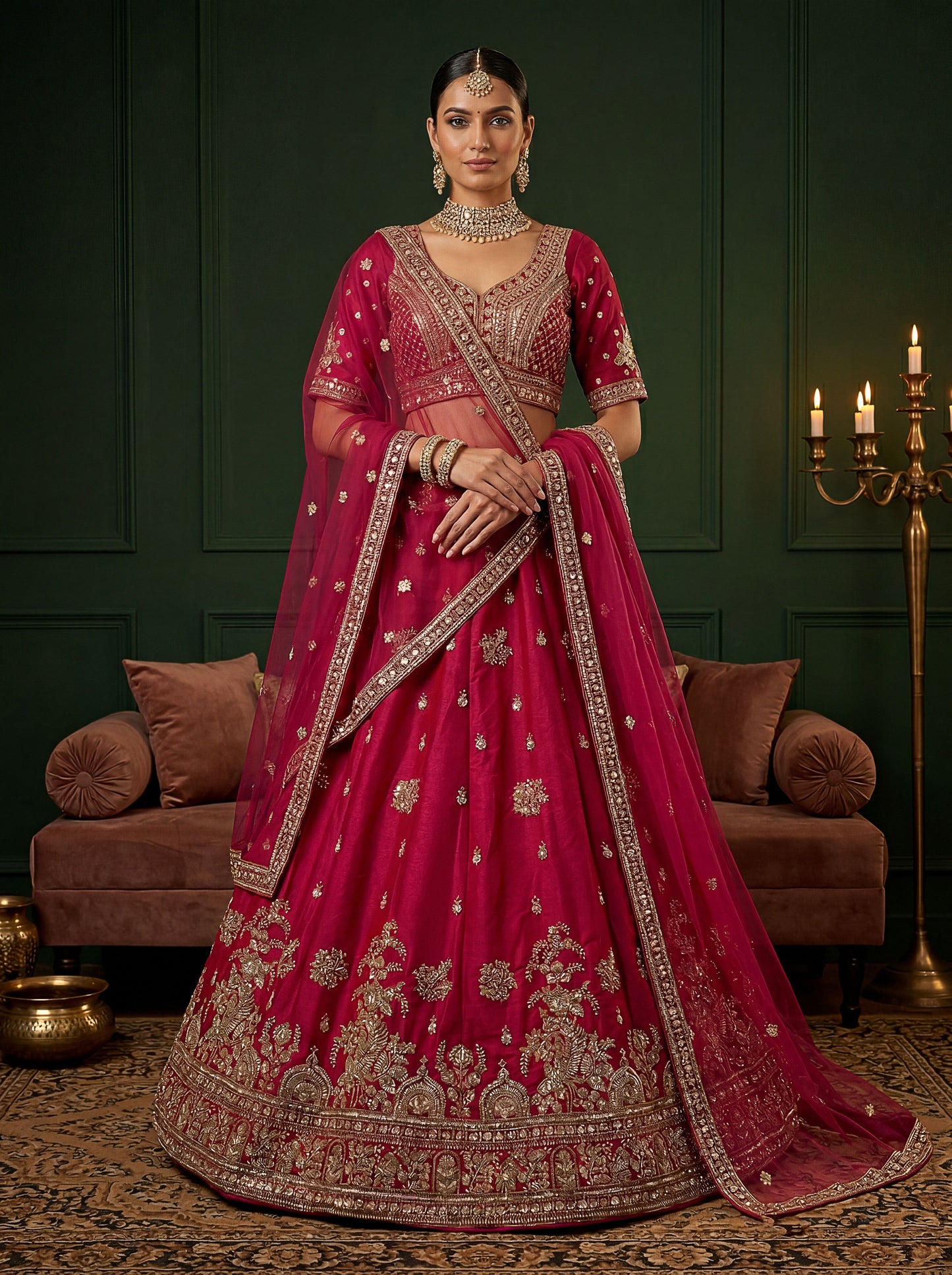 Beautified With Fancy Jari Sequance Dori Embroidery Beads Work Lehenga