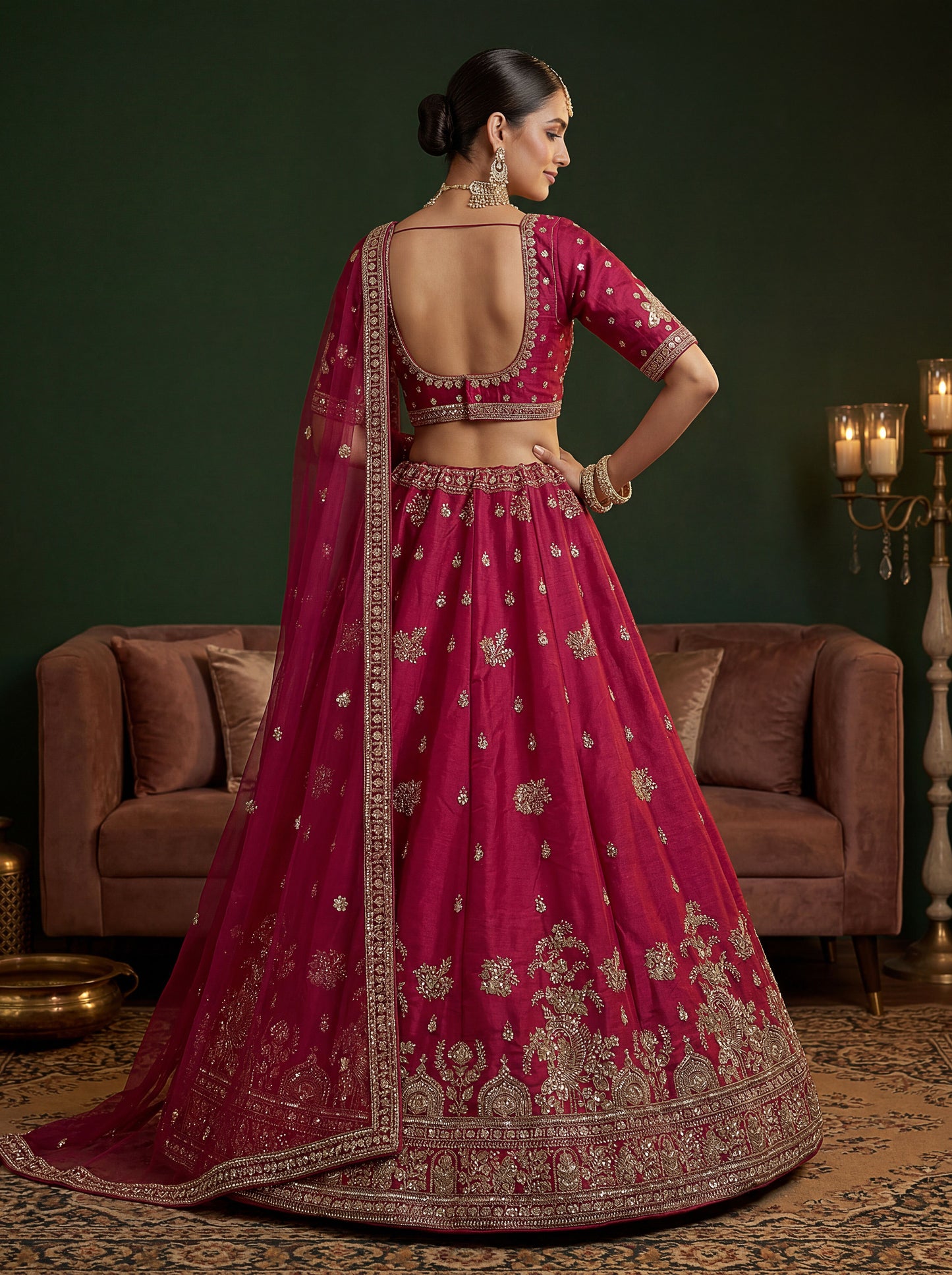 Beautified With Fancy Jari Sequance Dori Embroidery Beads Work Lehenga