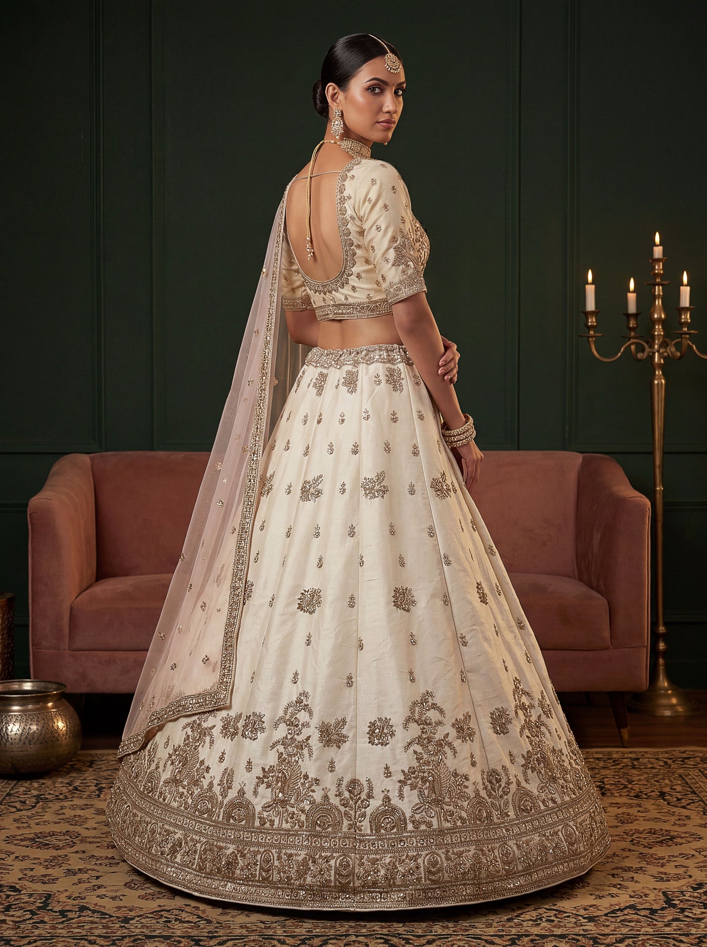 Beautified With Fancy Jari Sequance Dori Embroidery Beads Work Lehenga