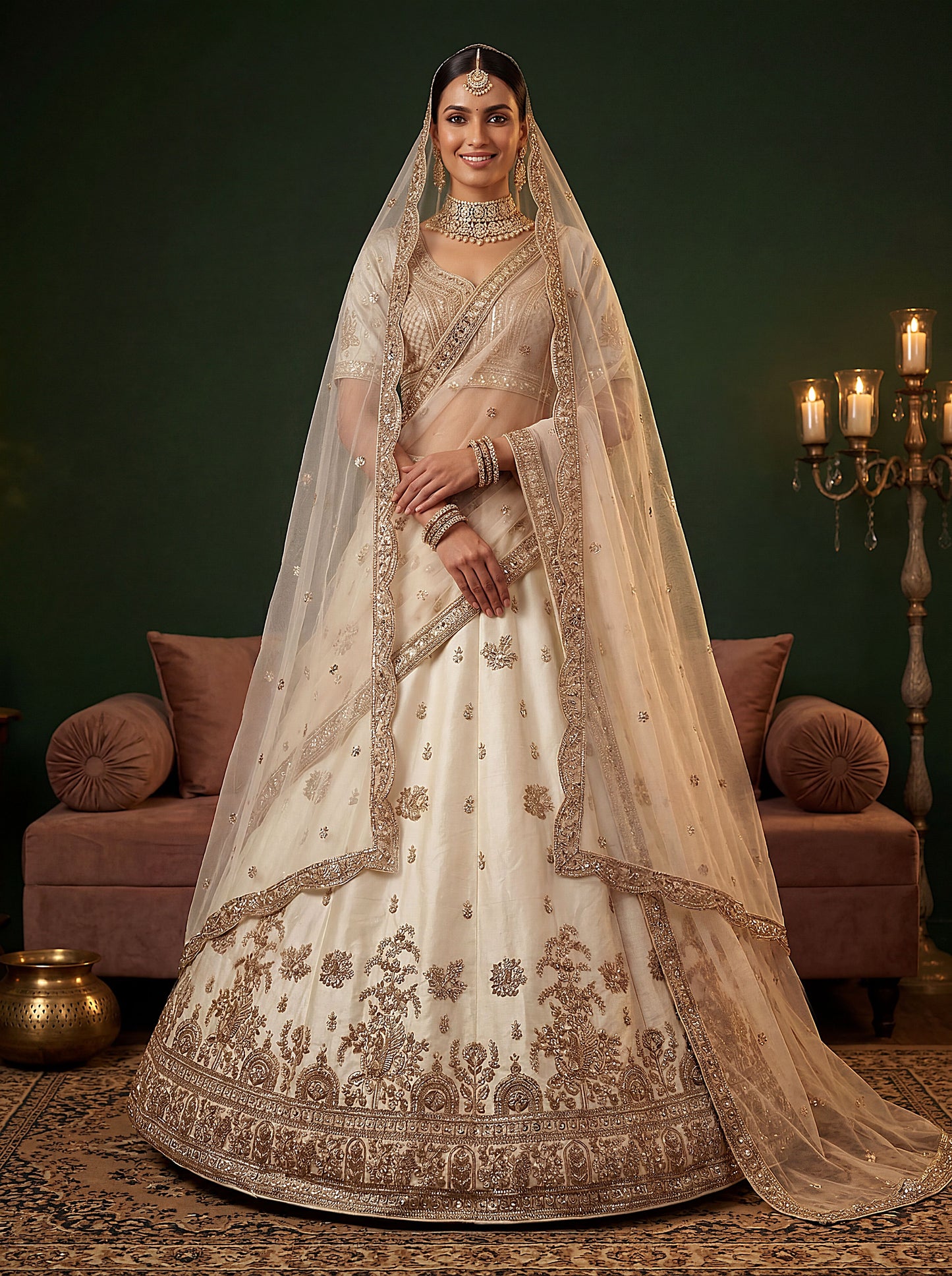 Beautified With Fancy Jari Sequance Dori Embroidery Beads Work Lehenga