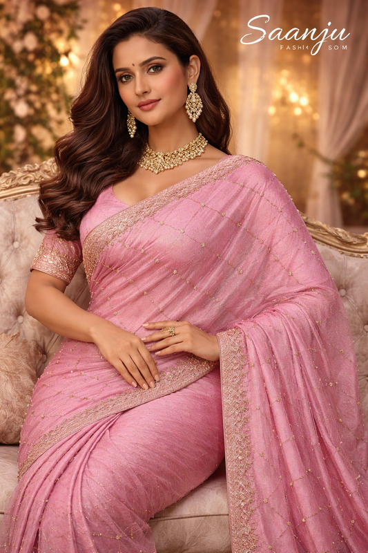 Premium GMY Silk Beads Work Saree