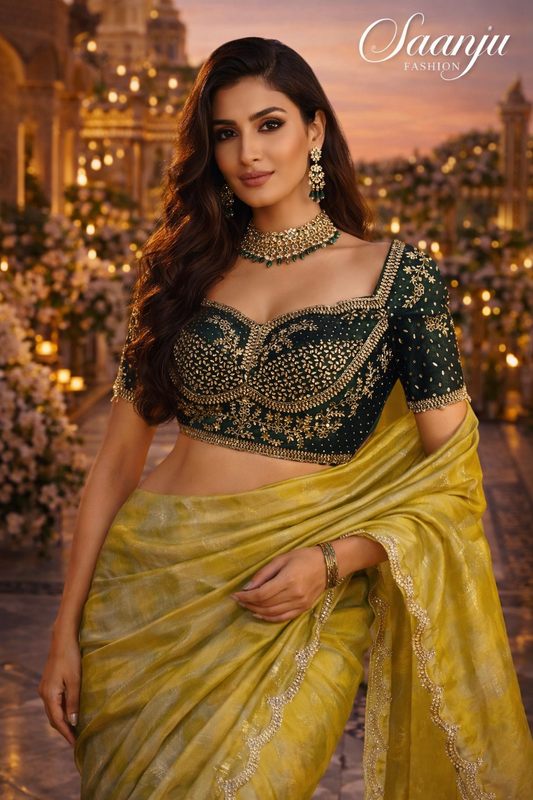 Premium Designer Gmy Silk with elegant cut work border saree