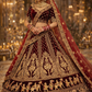 Royal Marron Velvet Jarkan Bridal Lehenga diamond embroidery choli