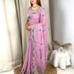 Fandy chiffon Sequins & multi thread embroidered work in saree