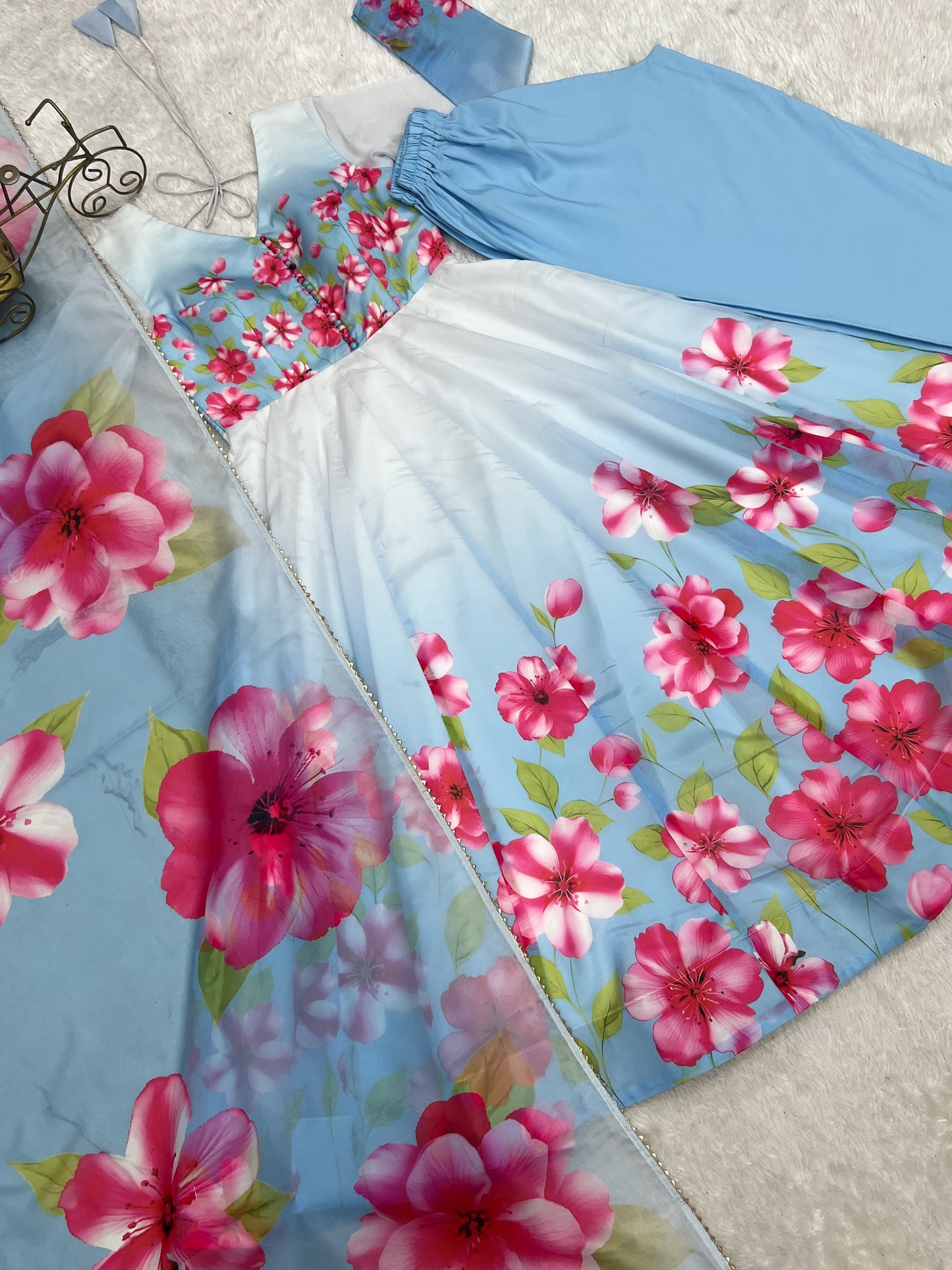 HEAVY PURE SOFT ORGANJA SILK FLORAL PRINT 3 PEACE