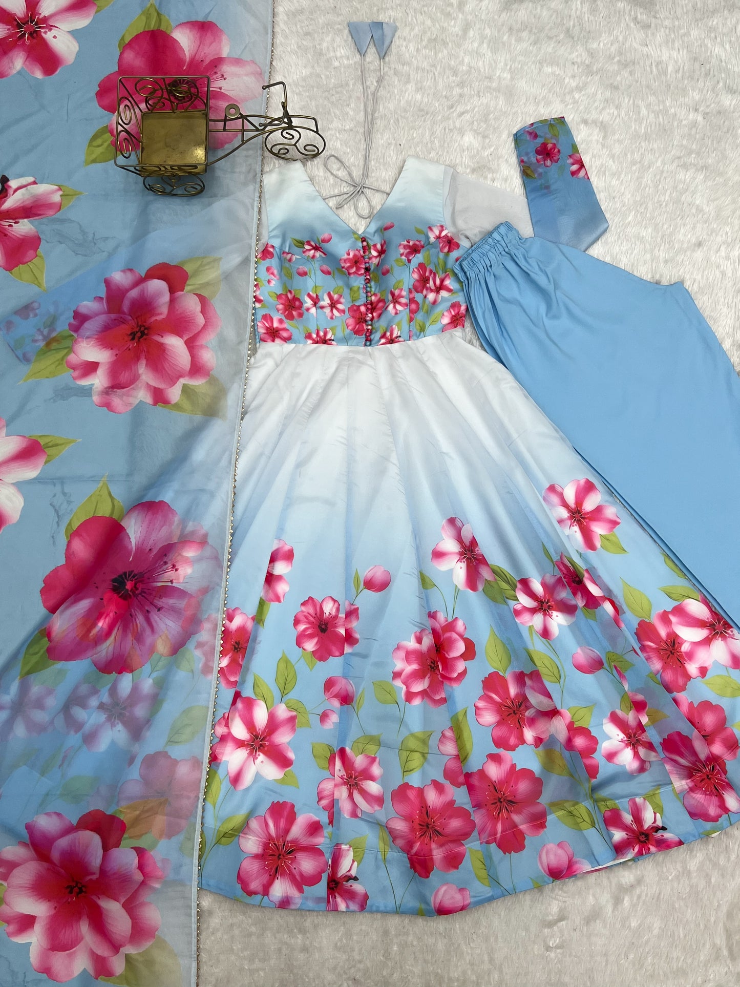 HEAVY PURE SOFT ORGANJA SILK FLORAL PRINT 3 PEACE