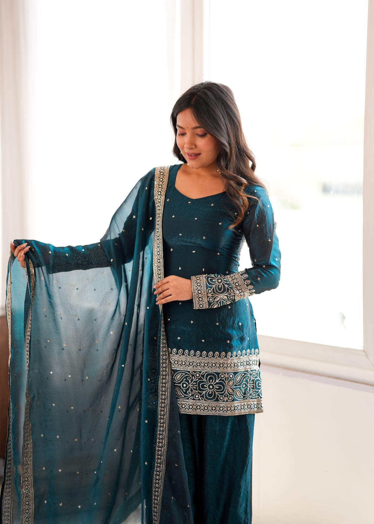 PRESENTING NEW FENDY SILK FABRIC WITH EMBROIDERY SEQUENCE SUIT