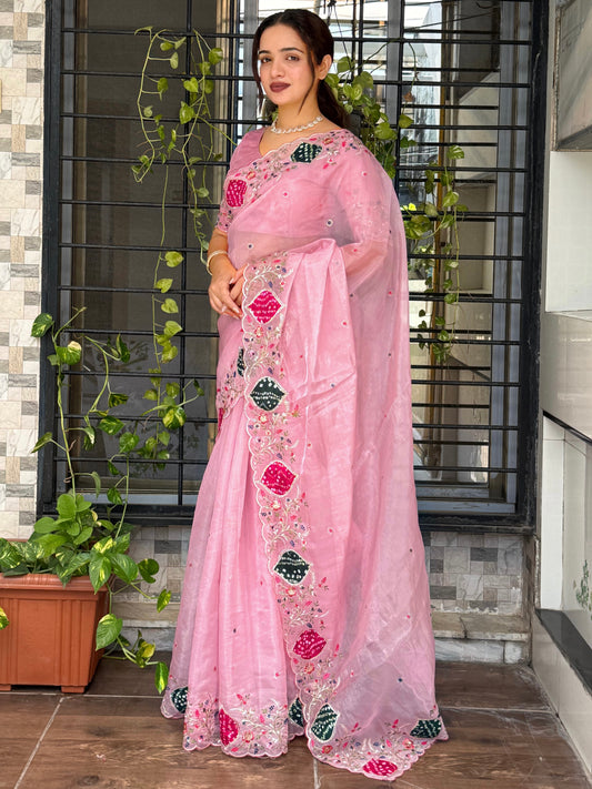 Pastel perfection meets royal elegance saree