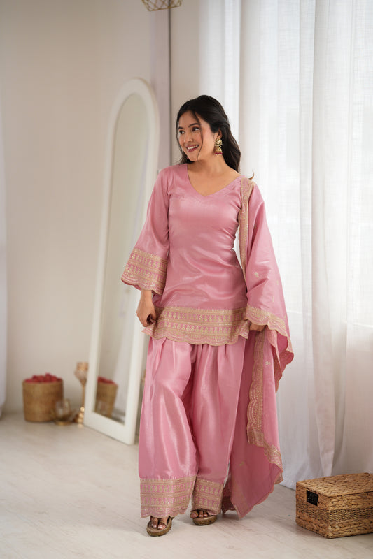 PRESENTING NEW GLASS ROMAN SILK FABRIC WITH EMBROIDERY SEQUENCE DORI