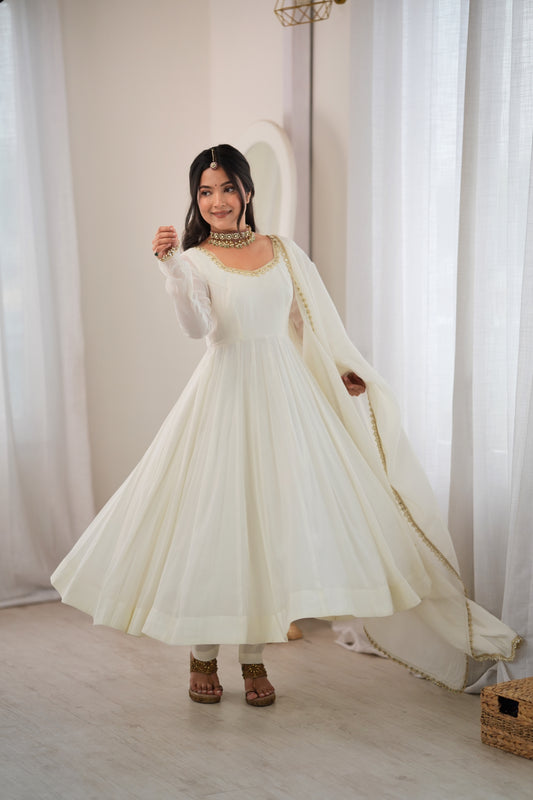 HEAVY PURE MAL CHANDERI FABRIC GOWN