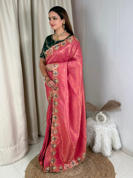 Viscose satin silk jacquard saree