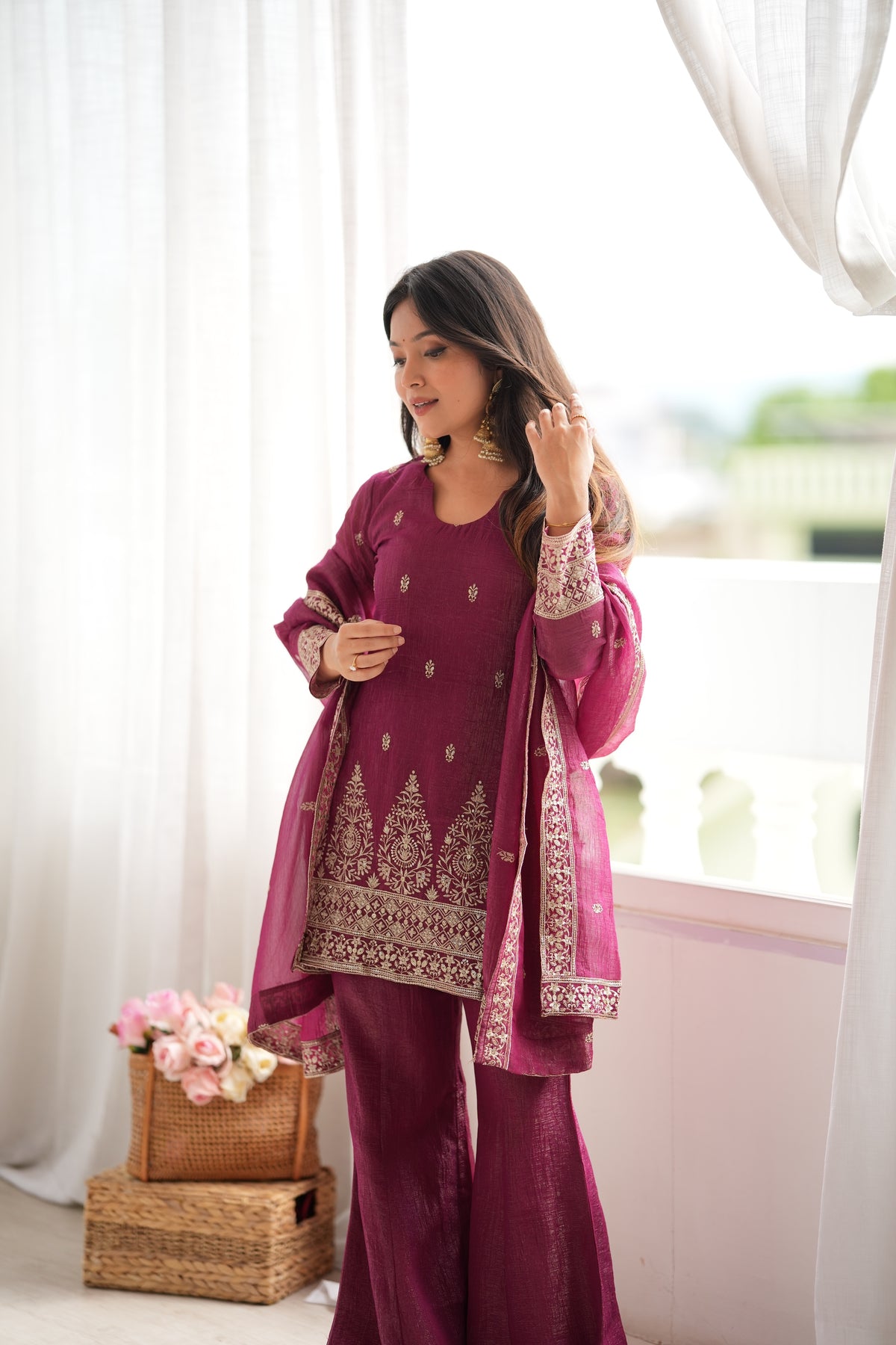 PRESENTING NEW CRUNCHY SILK FABRIC WITH EMBROIDERY SEQUENCE