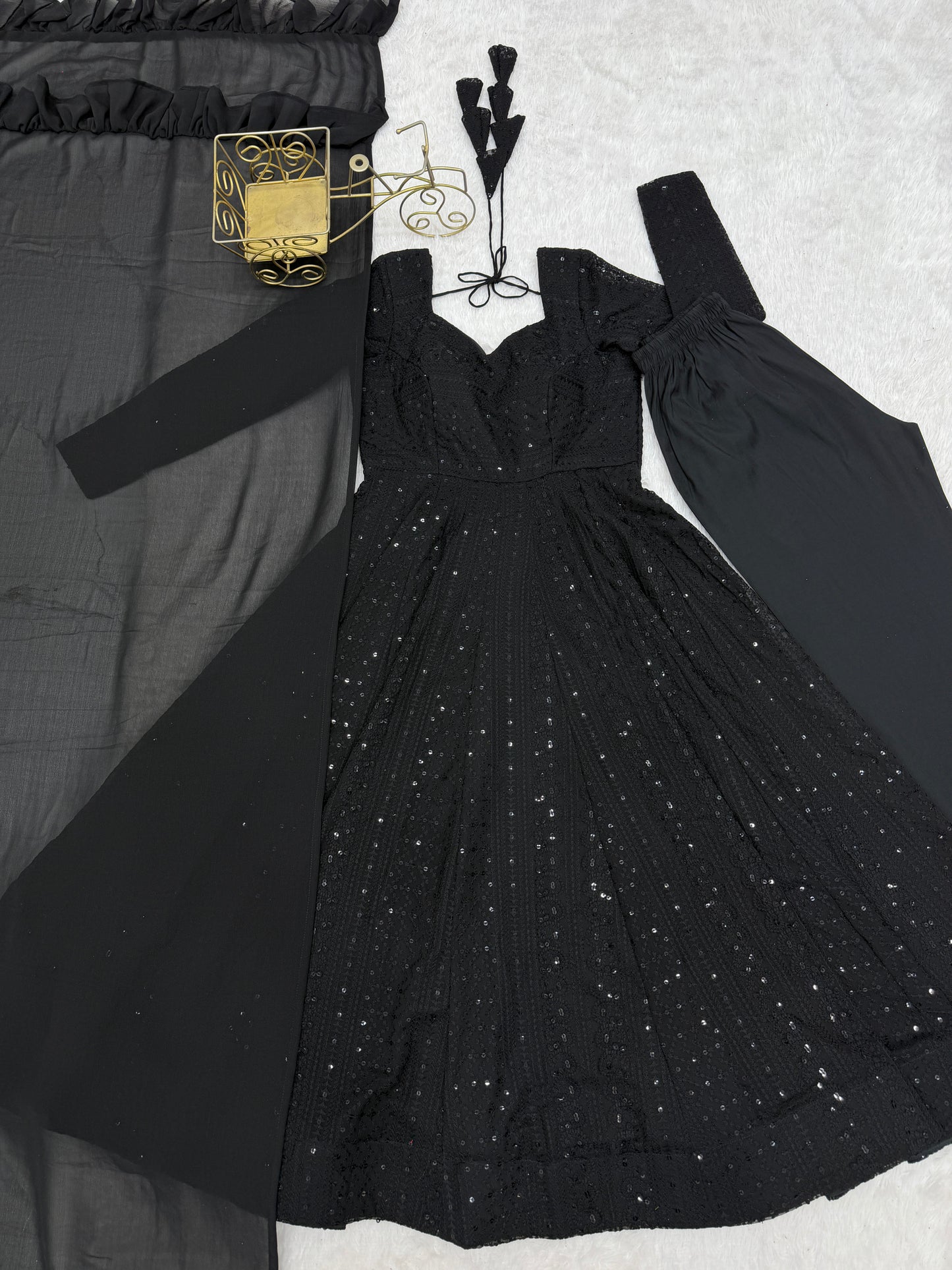 HEAVY PURE SOFT FOX GEORGETTE LUKHNOWI SEQUENCE ANARKALI