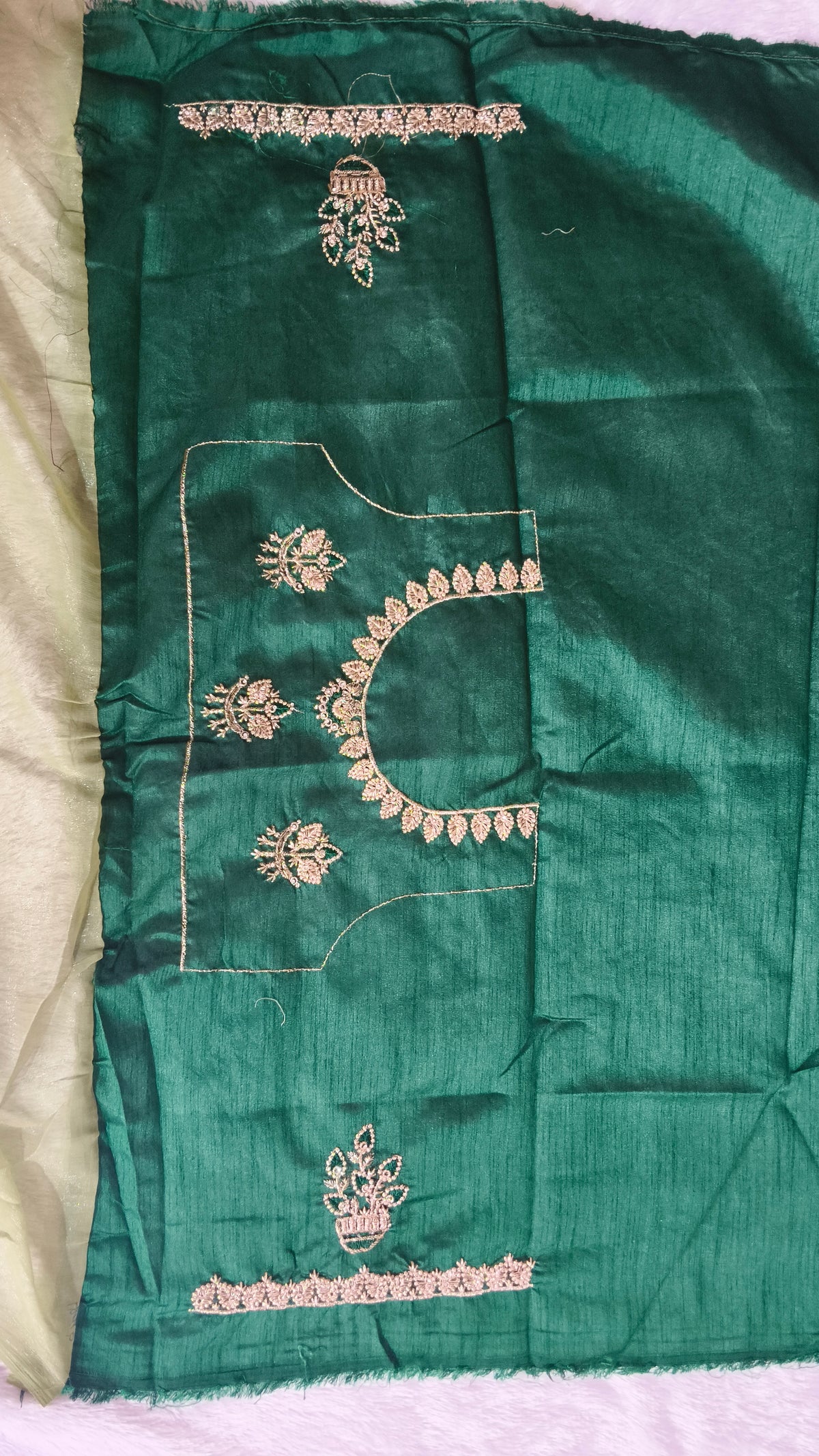 Elegant Gaji Silk Saree with Heavy Wall Moti Embroidery