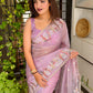 Leno net organza pastal shades saree