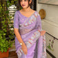 Leno net organza pastal shades saree
