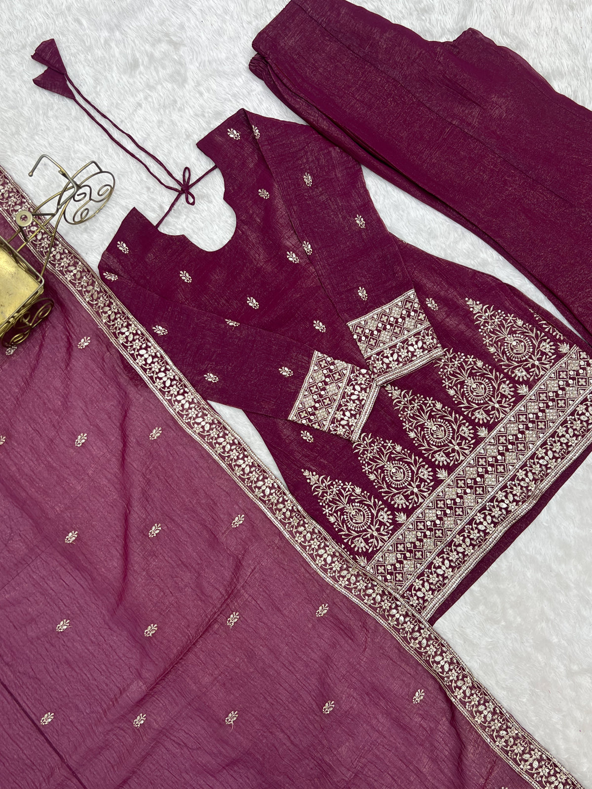 PRESENTING NEW CRUNCHY SILK FABRIC WITH EMBROIDERY SEQUENCE