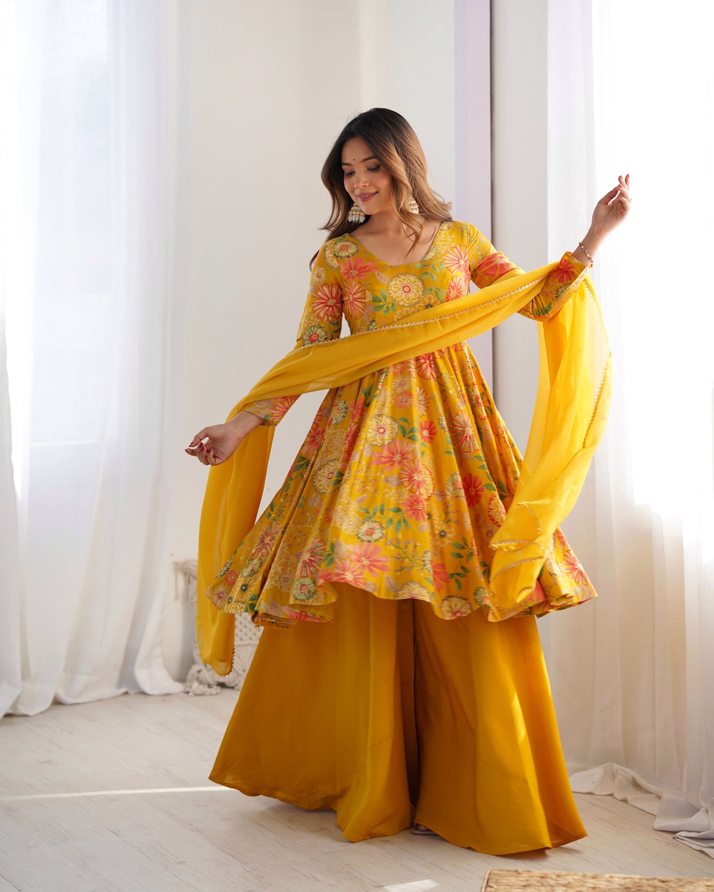 PURE SOFT ROMANSILK CHANDERI DISCHARGE PRINT FABRIC