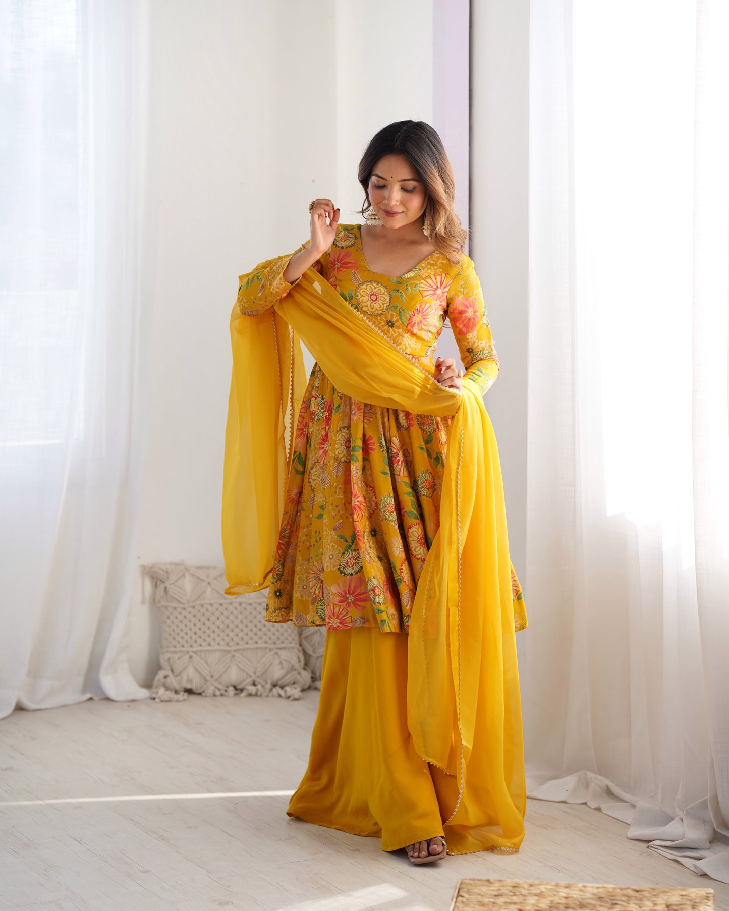 PURE SOFT ROMANSILK CHANDERI DISCHARGE PRINT FABRIC