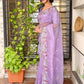 Leno net organza pastal shades saree