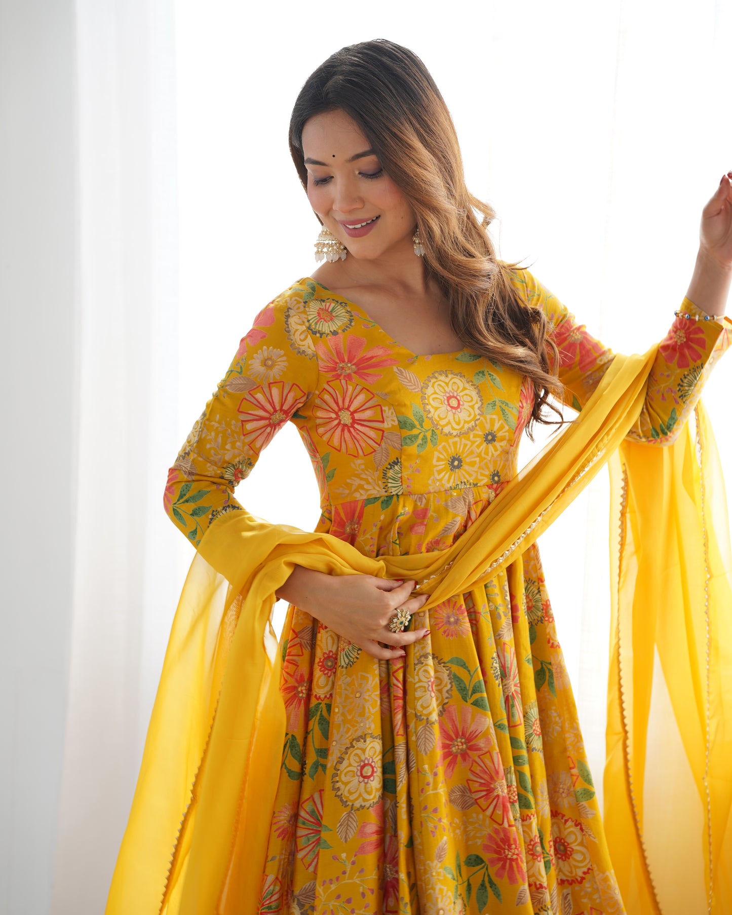PURE SOFT ROMANSILK CHANDERI DISCHARGE PRINT FABRIC